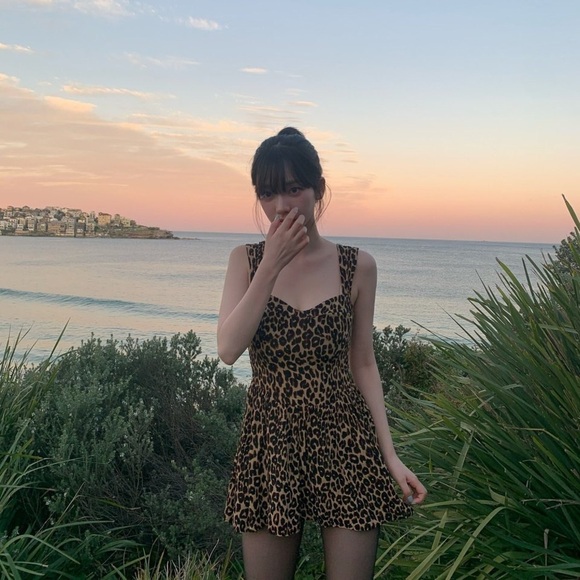 Reformation Taiga Bustier A Line Sleeveless Mini Dress Leo Leopard Cheetah Print - Picture 2 of 13